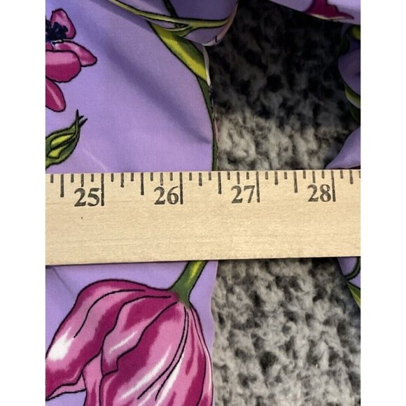 Susan Graver Women's Printed Peachskin Blazer with Ruched Sleeves Lilac Size 22W - Picture 4 of 9